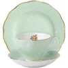 Polka Rose Teacup Saucer & Plate Set Green