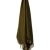 Vintage Linen Fringe Throw In Khaki