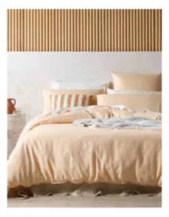 Sandy Cape Linen Quilt Cover Set In Mock Orange