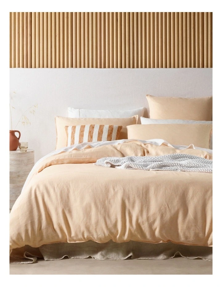 Sandy Cape Linen Quilt Cover Set In Mock Orange 3 Sandy Cape Linen Quilt Cover Set In Mock Orange