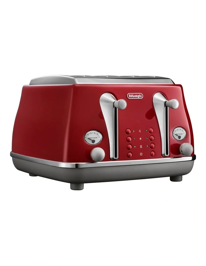 DeLonghi Icona Capitals Tokyo 4 Slice Toaster Red CTOC4003R 4 DeLonghi Icona Capitals Tokyo 4 Slice Toaster Red CTOC4003R - Image 2