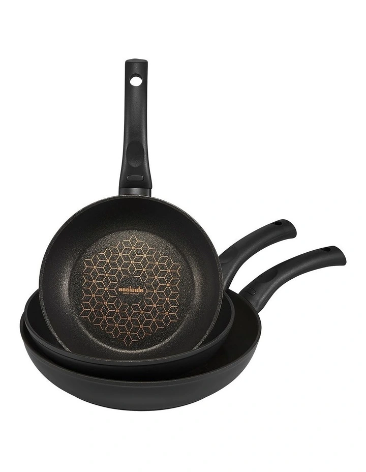 Per Salute Nonstick Induction Skillet Triple Pack 20/24/28cm Black 3 Per Salute Nonstick Induction Skillet Triple Pack 20/24/28cm Black