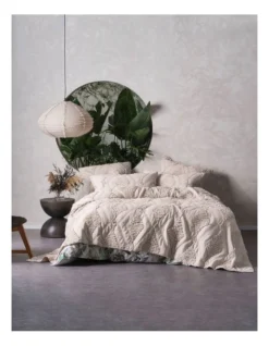 Linen House Piero Quilt Bedcover Sand