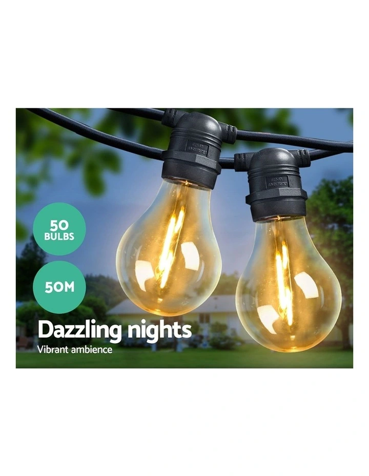 Jingle Jollys 50m LED Festoon String Lights Kits Wedding Party Christmas Outdoor Party Ambience 5 Jingle Jollys 50m LED Festoon String Lights Kits Wedding Party Christmas Outdoor Party Ambience - Image 3