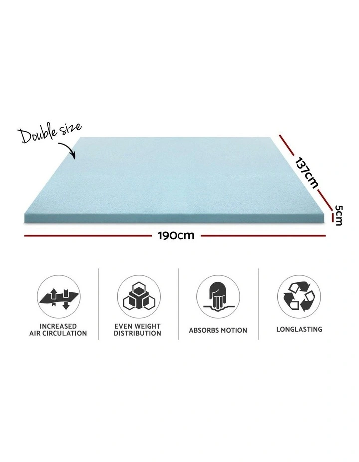 COOL GEL Memory Foam Mattress Topper BAMBOO Cover Double 5CM Mat 4 COOL GEL Memory Foam Mattress Topper BAMBOO Cover Double 5CM Mat - Image 2