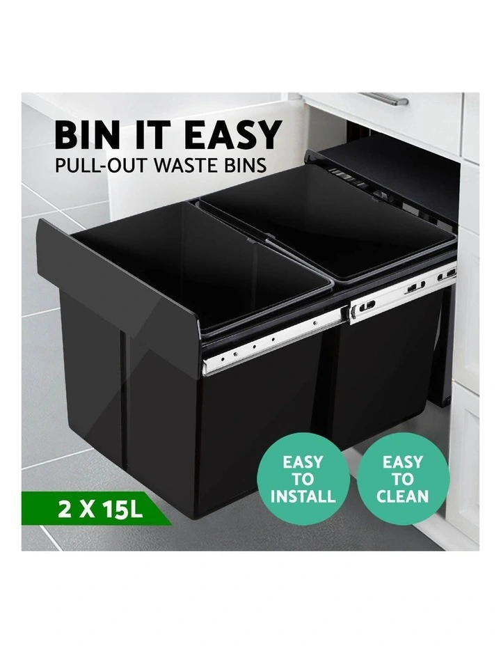 2X15L Pull Out Bin Kitchen 6 2X15L Pull Out Bin Kitchen - Image 4