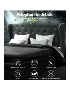 Queen Size Bed Frame Base Mattress Platform Fabric Wooden Charcoal PIER -Furniture Series Store 795725470 3 720x928