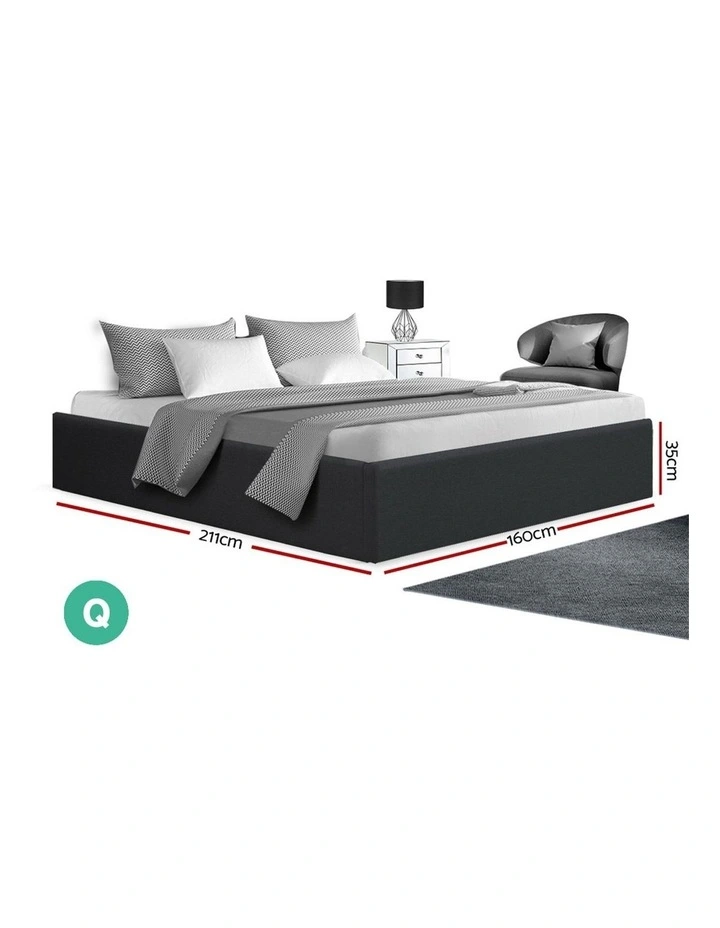 Queen Size Gas Lift Bed Frame Base With Storage Platform Fabric 4 Queen Size Gas Lift Bed Frame Base With Storage Platform Fabric - Image 2