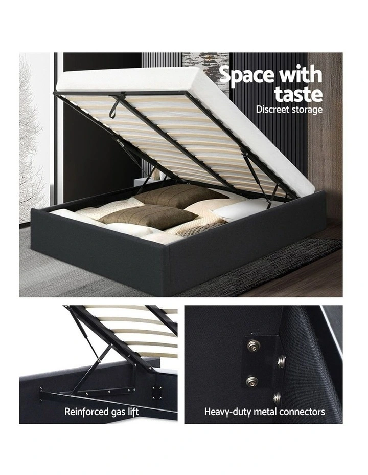 Queen Size Gas Lift Bed Frame Base With Storage Platform Fabric 6 Queen Size Gas Lift Bed Frame Base With Storage Platform Fabric - Image 4