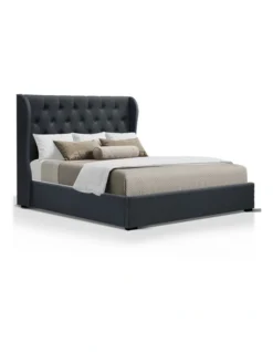 Queen Size Gas Lift Bed Frame Charcoal
