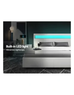 LED Bed Frame Double Full Size Gas Lift Base With Storage White Leather -Furniture Series Store 795845260 4 720x928