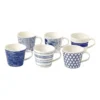 Royal Doulton Pacific 400ml Set Of 6 Mixed Mugs Multicolour Blues