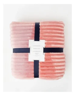 Heritage Chunky Rib Mink Blanket In Blush