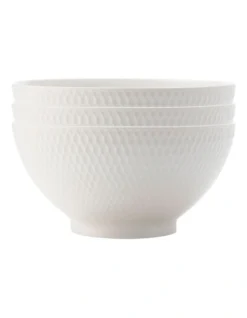 Maxwell & Williams White Basics Diamonds Noodle Bowl 18cm Set Of 3