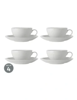 Maxwell & Williams White Basics Coupe Cup & Saucer 200ML Set Of 4