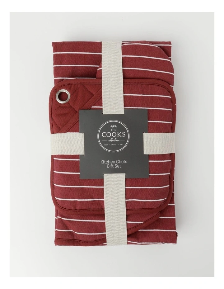 Kitchen Chefs Gloves, Mitt, Pot Holder Gift Set 3 Kitchen Chefs Gloves, Mitt, Pot Holder Gift Set