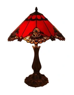 Large Benita Leadlight Tiffany Table Lamp Red