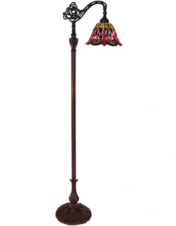 Rose And Dragonfly Edwardian Tiffany Floor Lamp