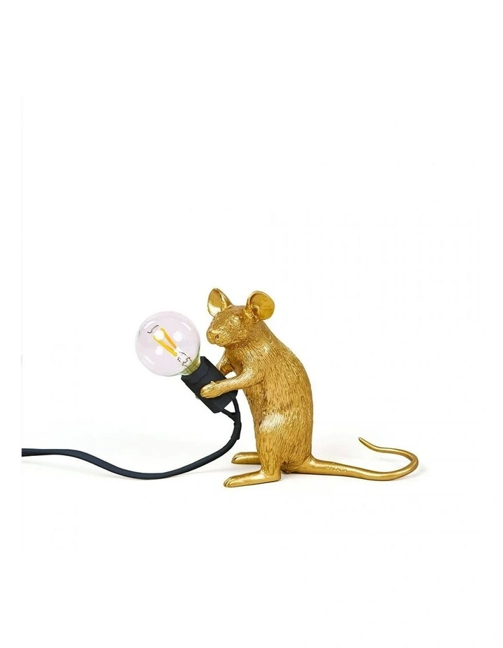 Seletti Mouse Lamp Sitting Gold Mac 3 Seletti Mouse Lamp Sitting Gold Mac