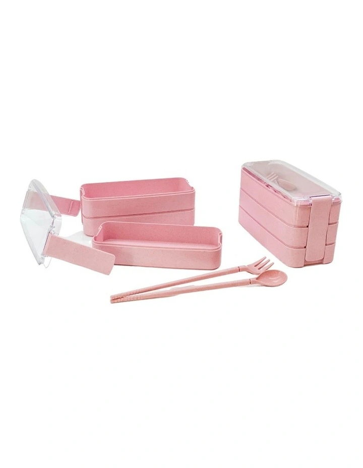 Bento Lunch Box 3 Tiered Pink 3 Bento Lunch Box 3 Tiered Pink