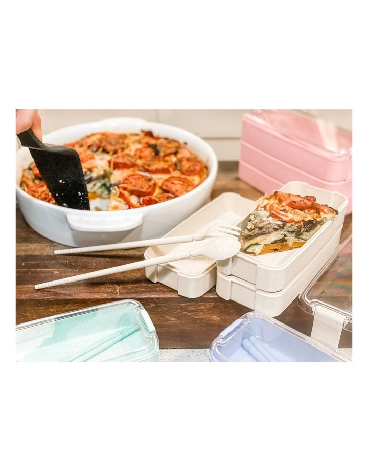 Bento Lunch Box 3 Tiered Pink 4 Bento Lunch Box 3 Tiered Pink - Image 2