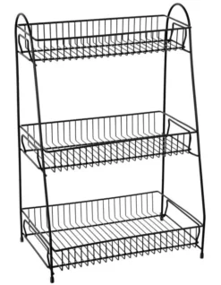 3 Tier Metal Kitchen/Food Rack/Holder Organiser Storage Stand Black