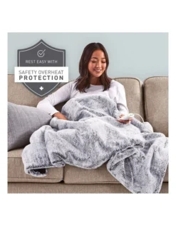 Feel Perfect Faux Fur Heated Throw Blanket In Grey -Furniture Series Store 814452040 6 720x928