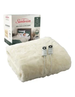 Sleep Perfect Wool Fleece Electric Blanket King In White
