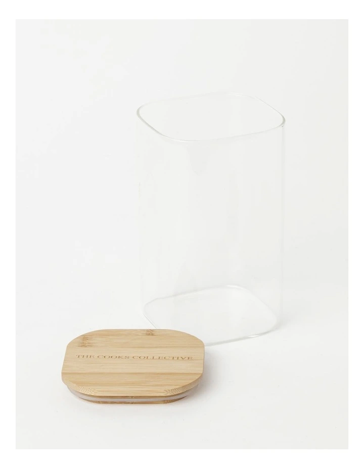Square Bamboo And Glass Storage Canister With Lid 1600ml 4 Square Bamboo And Glass Storage Canister With Lid 1600ml - Image 2