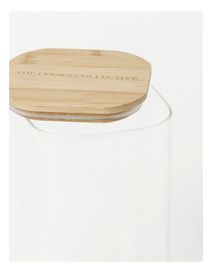 Square Bamboo And Glass Storage Canister With Lid 1600ml 5 Square Bamboo And Glass Storage Canister With Lid 1600ml - Image 3