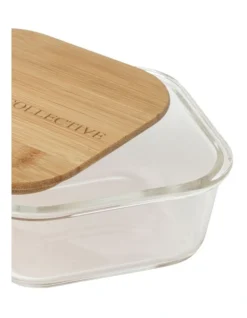 Square Bamboo And Glass Storage Canister With Lid 800mL -Furniture Series Store 835121890 3 720x928