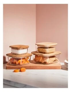 Square Bamboo And Glass Storage Canister With Lid 800mL -Furniture Series Store 835121890 4 720x928