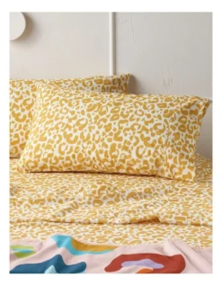 250TC Leopard Stonewashed Cotton Sheet Set Orange
