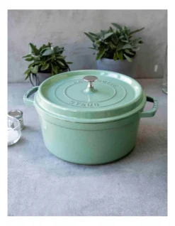 Staub Round Cocotte 28Cm Sage Green -Furniture Series Store 838036360 5 720x928