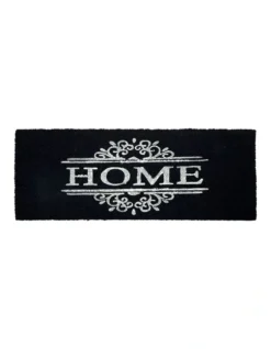 Home Dark Grey PVC Backed Coir Doormat 45x75 Cm