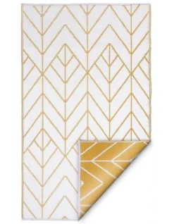 150x238 Cm Recycled Plastic Outdoor Rug And Mat Reversible Waterproof Sydney Gold And Cream