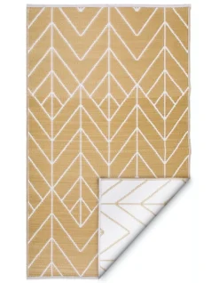 150x238 Cm Recycled Plastic Outdoor Rug And Mat Reversible Waterproof Sydney Gold And Cream -Furniture Series Store 840980260 4 1 720x928