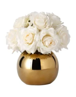Real Touch Luxury Artificial White Rose Arrangement