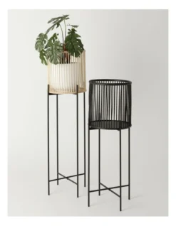 Pulse 100cm Natural Bamboo And Metal Planter Stand -Furniture Series Store 847318780 3 720x928
