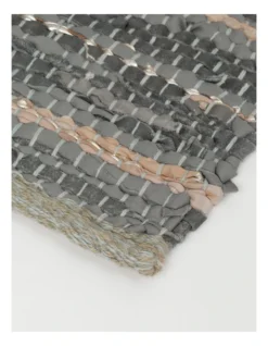 Zena Hand Woven Rug Leather/Cotton 200x300cm Grey -Furniture Series Store 850880620 2 720x928