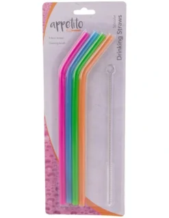 Silicone Bent Drinking Straws Set Of 4 With Brush -Furniture Series Store 851824360 3 720x928