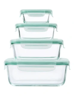 OXO 4-Piece Smart Seal Glass Rectangular Container Set