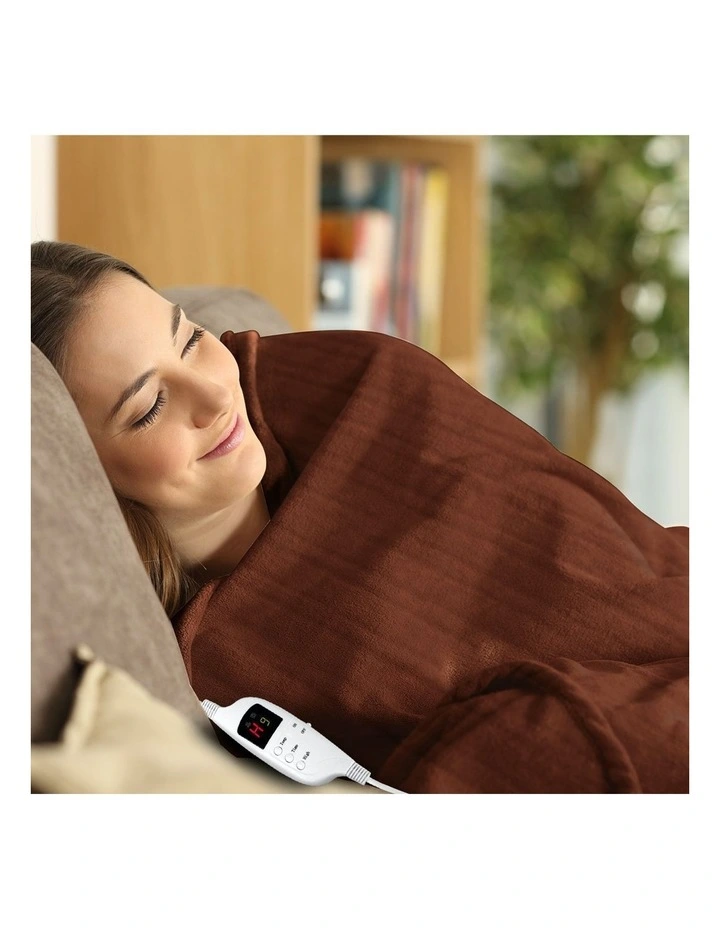Heated Electric Blanket Throw Rug Coral Warm Fleece Winter Brown 9 Heated Electric Blanket Throw Rug Coral Warm Fleece Winter Brown - Image 7