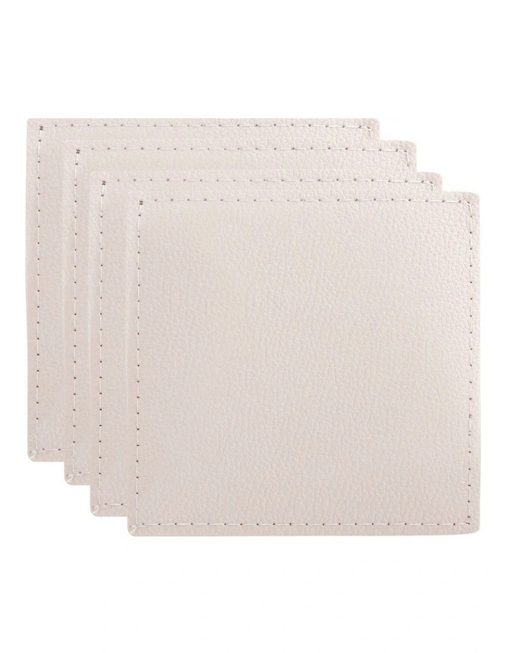 Maxwell & Williams Table Accents Leather Look Cowhide Coaster Set Of 4 In Ivory 3 Maxwell & Williams Table Accents Leather Look Cowhide Coaster Set Of 4 In Ivory