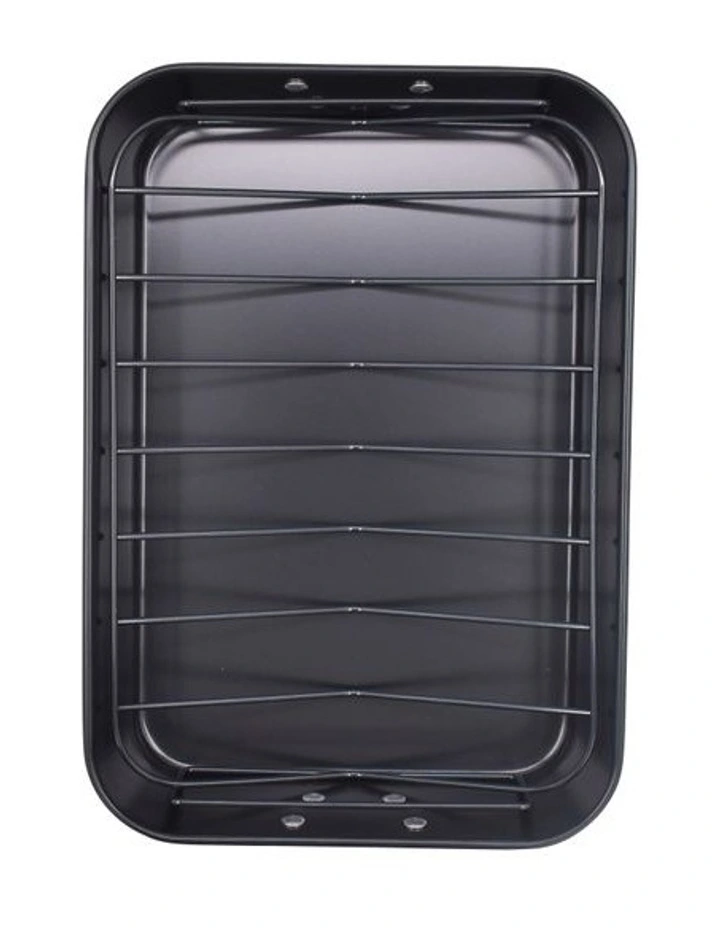 Colours Non-Stick Roaster With Rack 39x27x8cm Red 4 Colours Non-Stick Roaster With Rack 39x27x8cm Red - Image 2