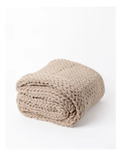 Chunky Knit Throw In Beige