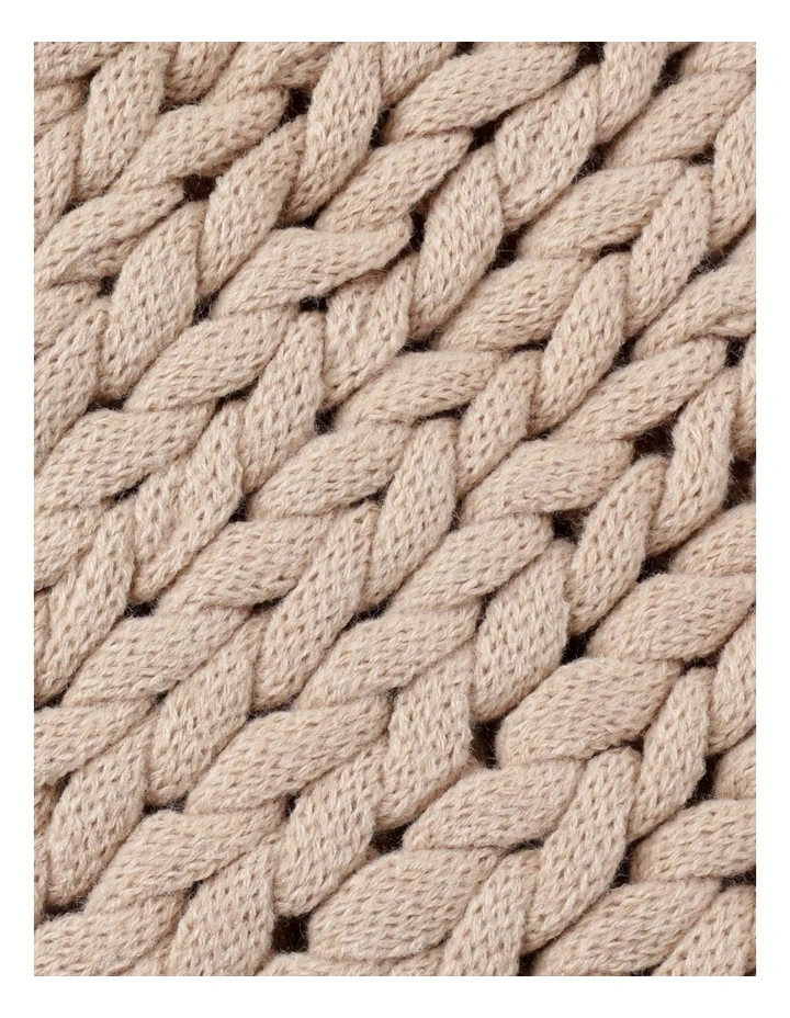 Chunky Knit Throw In Beige 4 Chunky Knit Throw In Beige - Image 2