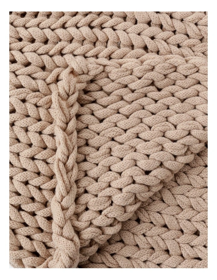 Chunky Knit Throw In Beige 5 Chunky Knit Throw In Beige - Image 3