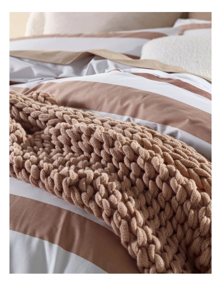 Lincoln Stripe Cotton Quilt Cover Set In Light Brown 4 Lincoln Stripe Cotton Quilt Cover Set In Light Brown - Image 2