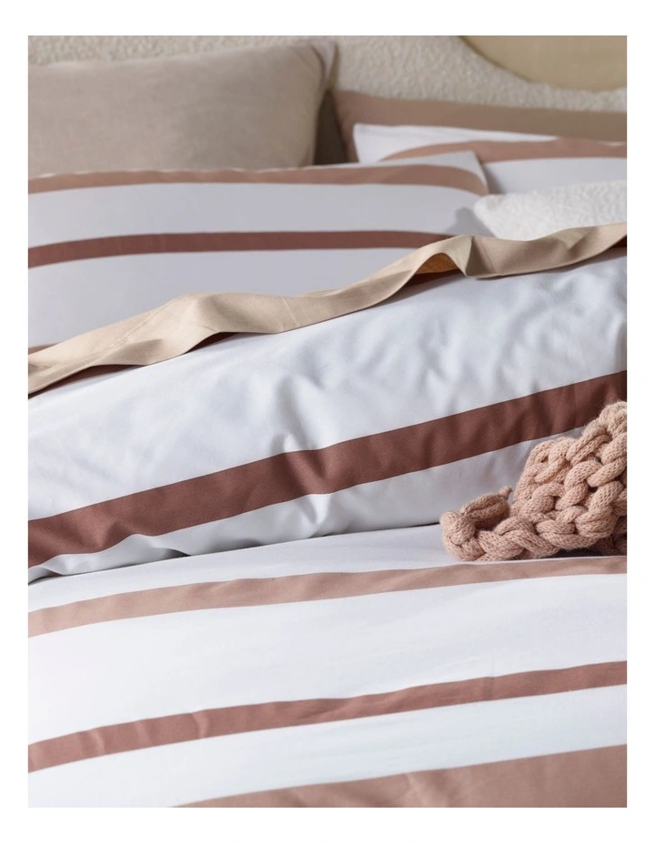 Lincoln Stripe Cotton Quilt Cover Set In Light Brown 5 Lincoln Stripe Cotton Quilt Cover Set In Light Brown - Image 3